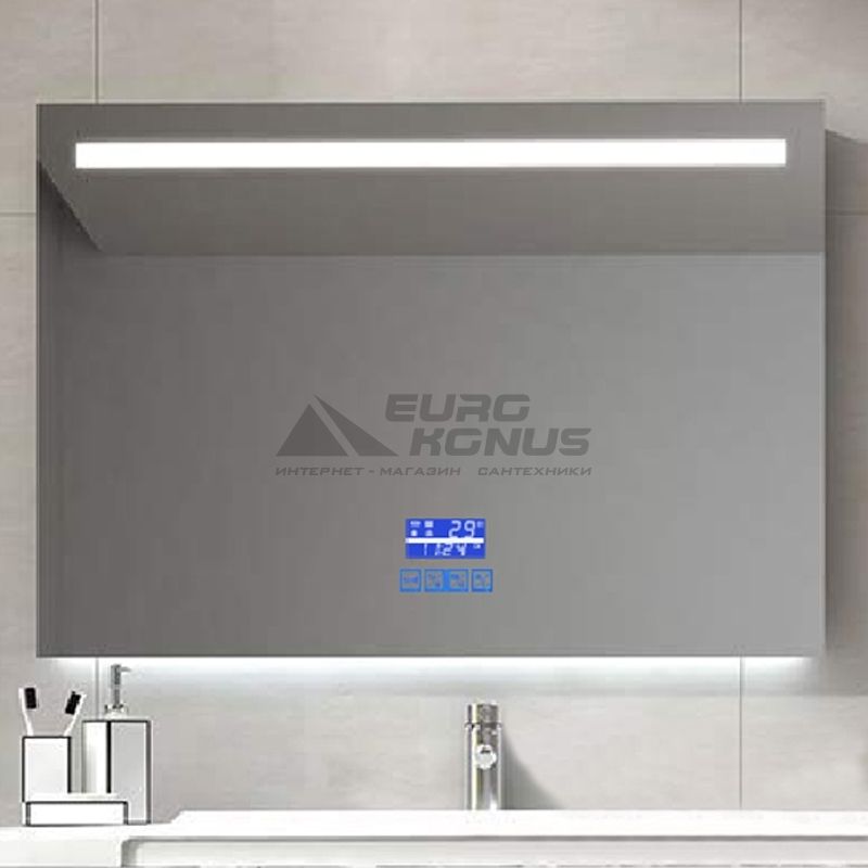 DUSEL Зеркало с подогревом, LED подсветкой Smart, часами и температурой DE-M3021 75x100 см